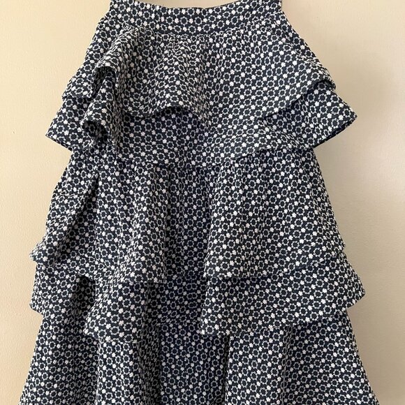 Buru Dresses & Skirts - (EUC) Buru Tiered Ruffle Midi A-line Eyelet Embroidered Skirt Size XS